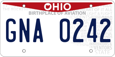 OH license plate GNA0242
