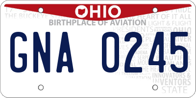 OH license plate GNA0245