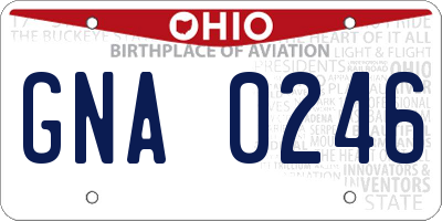 OH license plate GNA0246