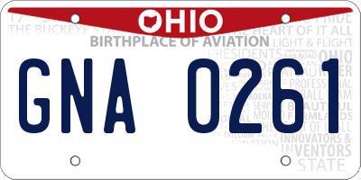OH license plate GNA0261