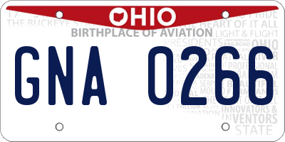 OH license plate GNA0266