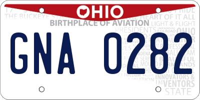 OH license plate GNA0282