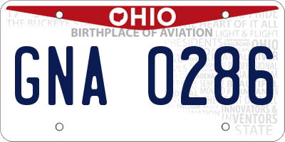 OH license plate GNA0286