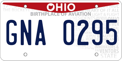 OH license plate GNA0295