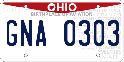 OH license plate GNA0303