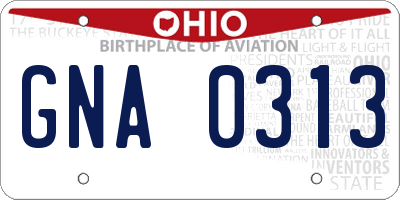 OH license plate GNA0313