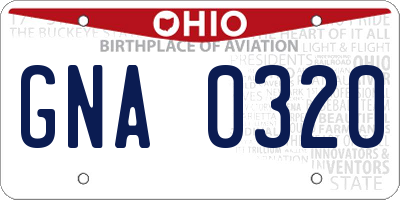 OH license plate GNA0320