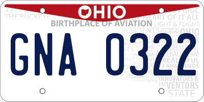 OH license plate GNA0322