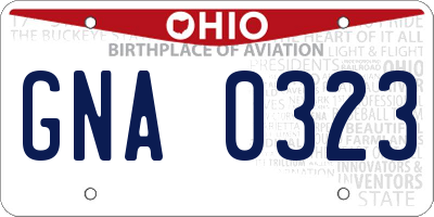 OH license plate GNA0323