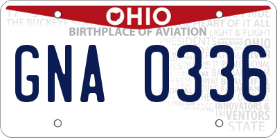 OH license plate GNA0336