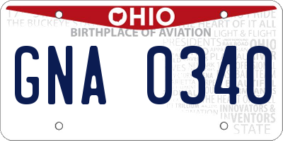 OH license plate GNA0340