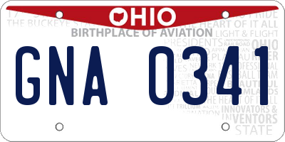 OH license plate GNA0341