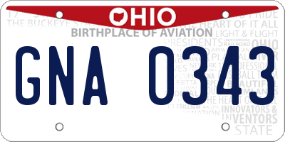 OH license plate GNA0343