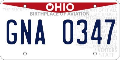 OH license plate GNA0347