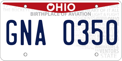 OH license plate GNA0350