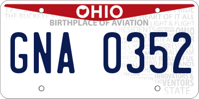 OH license plate GNA0352