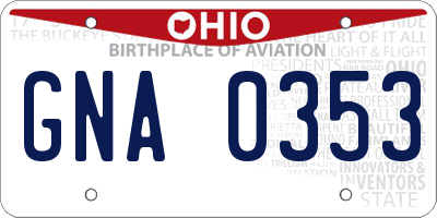 OH license plate GNA0353