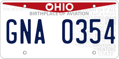OH license plate GNA0354