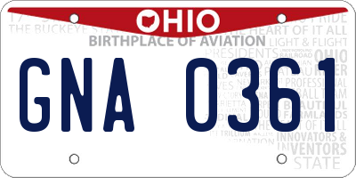 OH license plate GNA0361