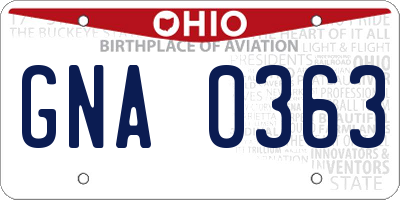 OH license plate GNA0363