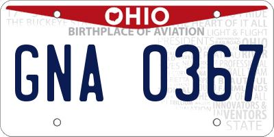 OH license plate GNA0367