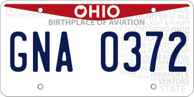 OH license plate GNA0372