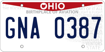 OH license plate GNA0387