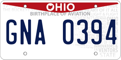 OH license plate GNA0394