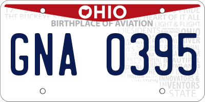 OH license plate GNA0395