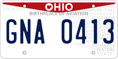 OH license plate GNA0413
