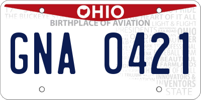 OH license plate GNA0421