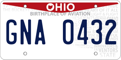 OH license plate GNA0432