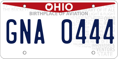 OH license plate GNA0444