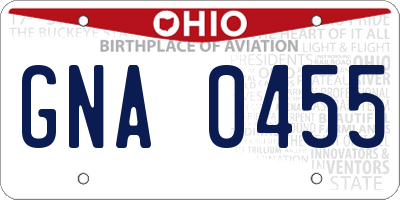 OH license plate GNA0455