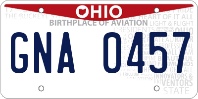 OH license plate GNA0457