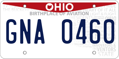 OH license plate GNA0460
