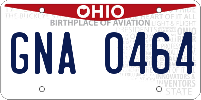 OH license plate GNA0464