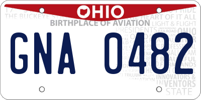 OH license plate GNA0482