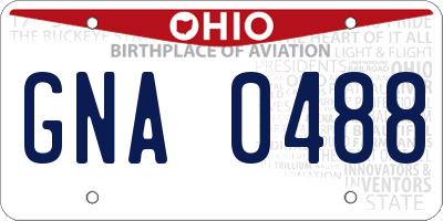 OH license plate GNA0488