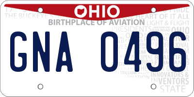 OH license plate GNA0496