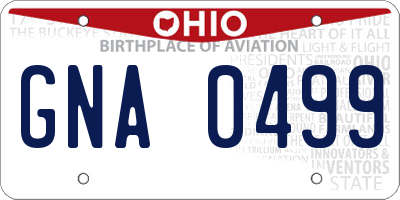 OH license plate GNA0499