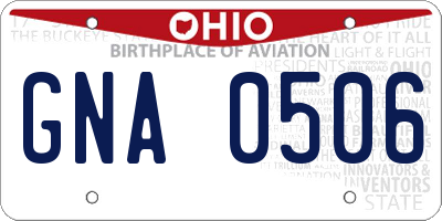 OH license plate GNA0506