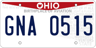OH license plate GNA0515