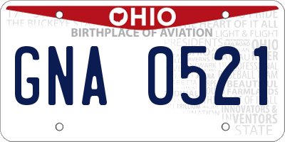OH license plate GNA0521