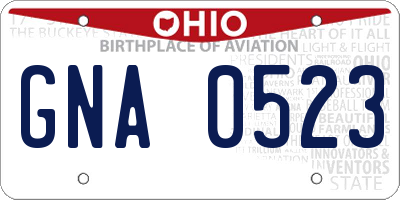 OH license plate GNA0523