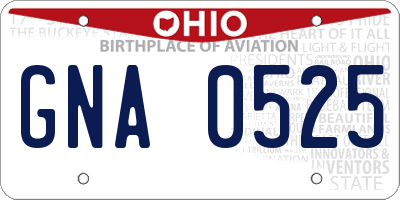 OH license plate GNA0525
