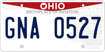 OH license plate GNA0527