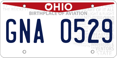 OH license plate GNA0529