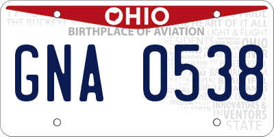 OH license plate GNA0538