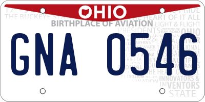 OH license plate GNA0546